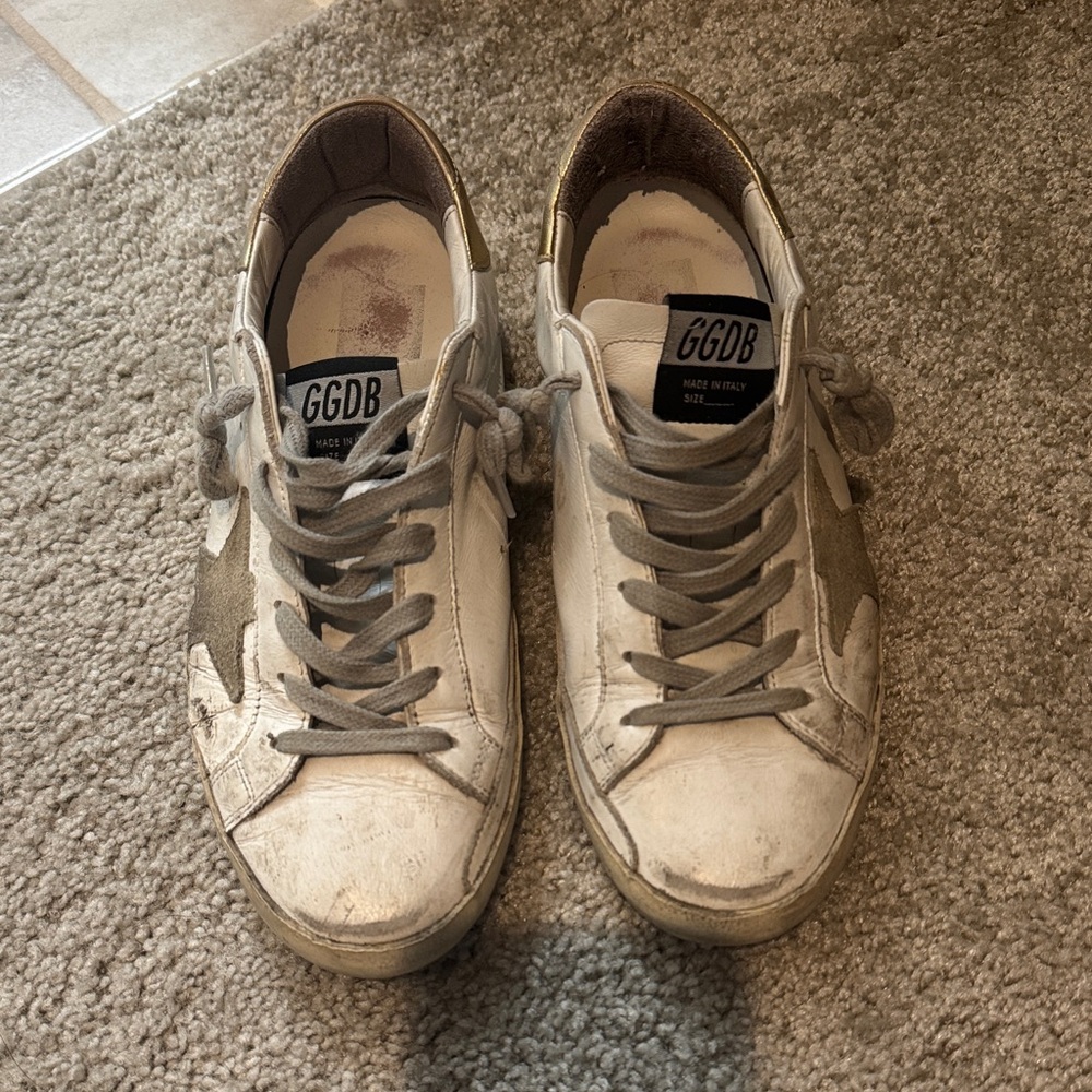 Golden Goose White and Gray Sneakers